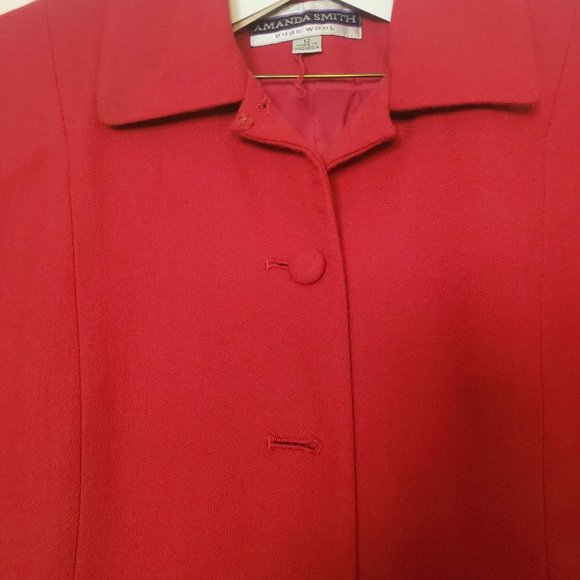 Vintage Amanda Smith Wool Red Jacket/Skirt Suit - Picture 2 of 8